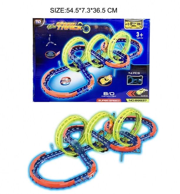 Extremer Rennbahn-Set mit LED-Auto und Loops