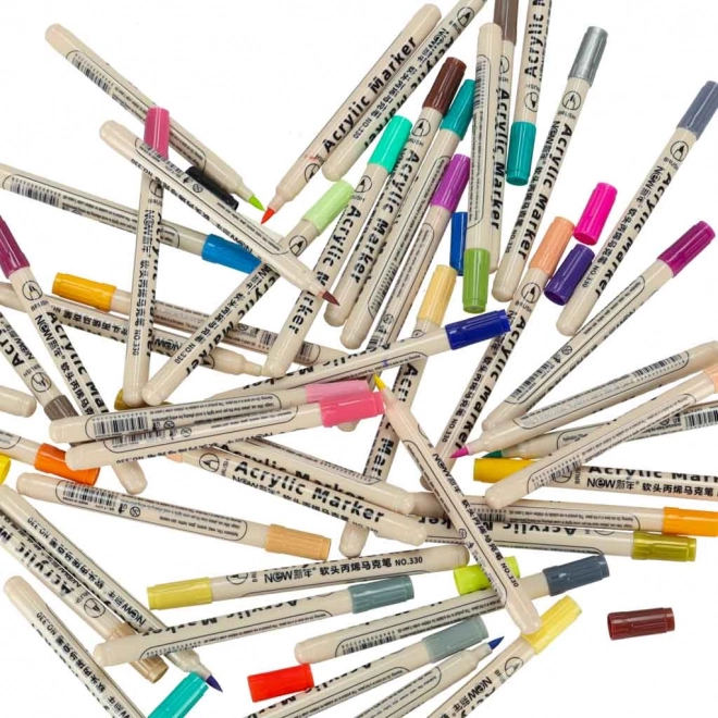 Wasserfeste Acrylmarker für Stoffe und Steine, Set mit 48 Stück
