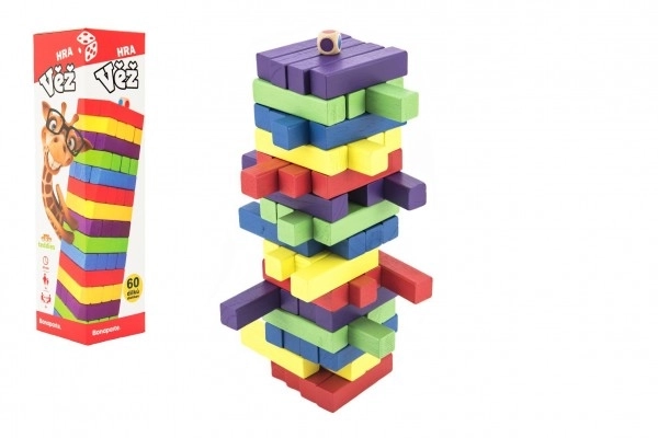 Holzturmspiel 60 bunte Stücke Gesellschaftsspiel Puzzle