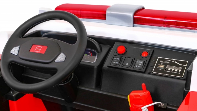 Kinderspielzeug-Feuerwehrauto mit Batterie + Wasserspritze + Megafon + Feuerwehrhahn + Steuerung