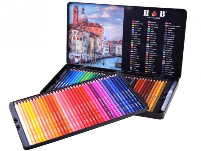 Aquarell Buntstifte Set 72 Farben in Metallbox