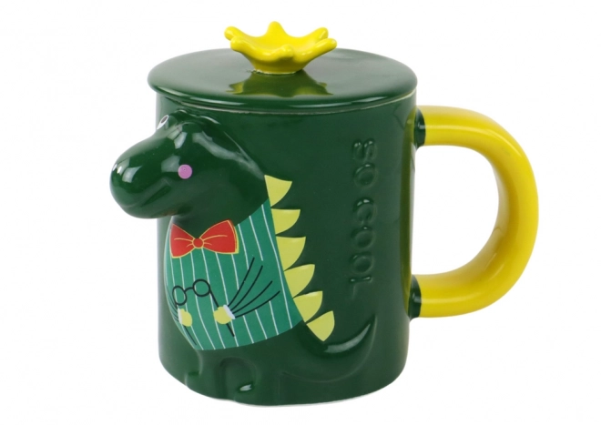 Grüner Dinosaurier Becher mit Deckel 400 ml