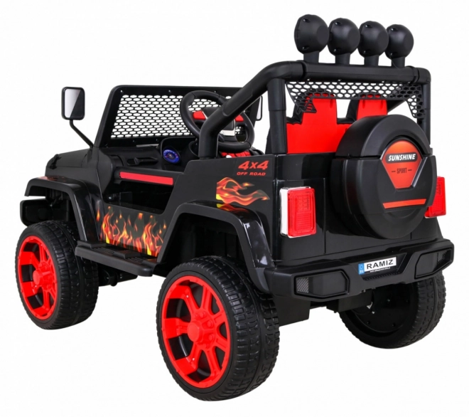 Geländewagen Raptor Drifter Flames + Fernbedienung + Antrieb 4x4 + Stauraum + Langsamer Start + MP3 LED