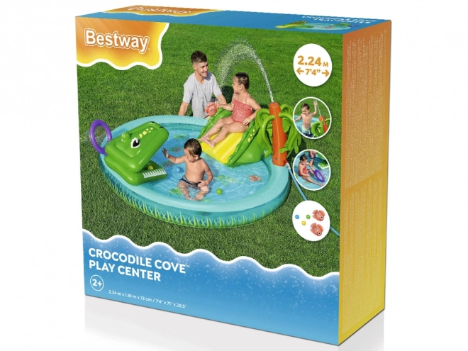 Drachen-Spielplatz mit Rutsche und Sprinkler