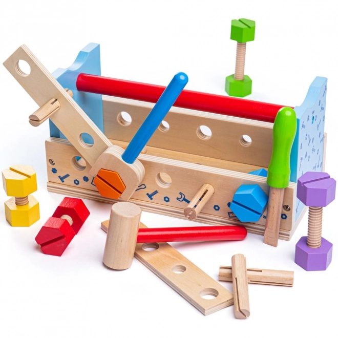 Bigjigs Toys Werkzeugbank und Werkzeugkasten 2-in-1