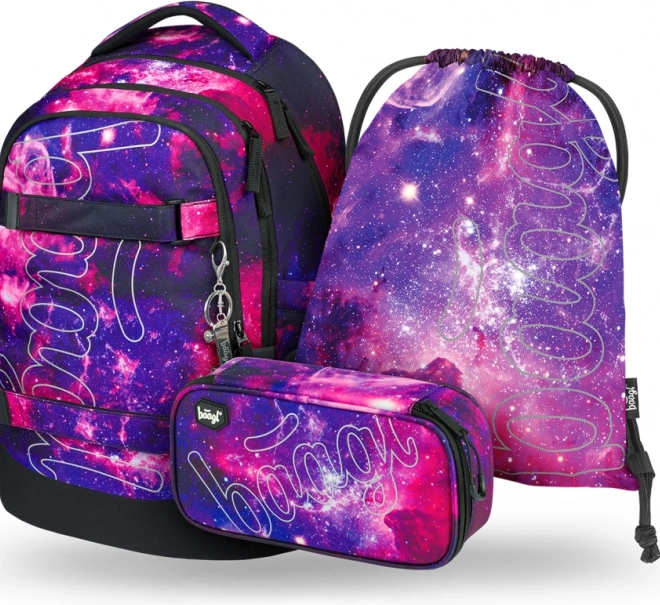 Schulset Baagl Galaxy: Rucksack, Federmäppchen, Beutel
