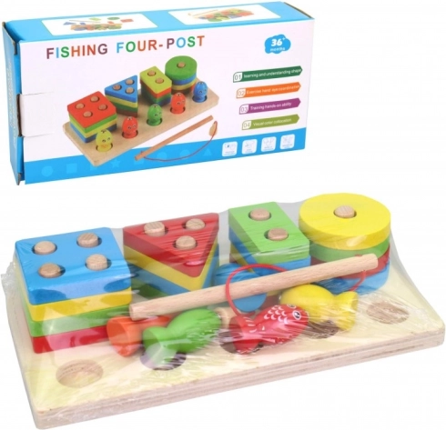Holz-Steckspiel für Kinder mit Fischen