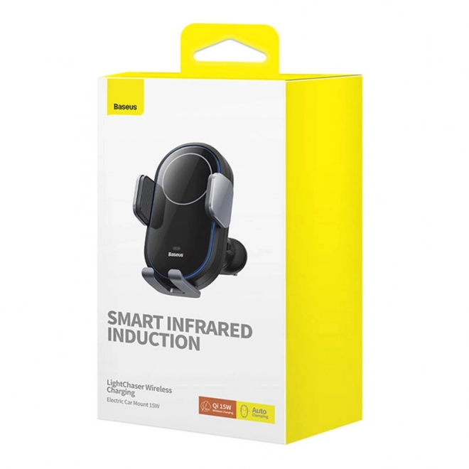 Auto Handyhalter mit induktiver Ladestation von BASEUS LightChaser (Schwarz)