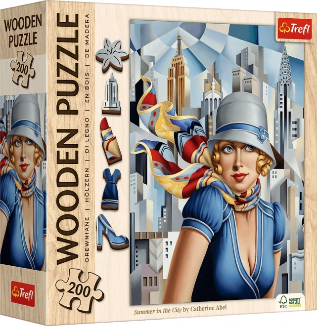 Holzpuzzle Kunst Sommer in der Stadt