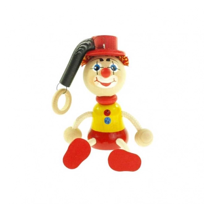 Clown mit Hut an Feder – hölzernes Hängespielzeug