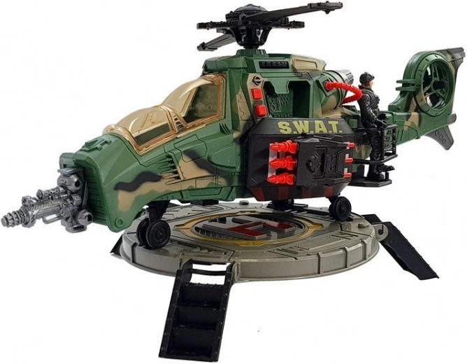 Großer SWAT-Hubschrauber mit akustischer Signalisierung