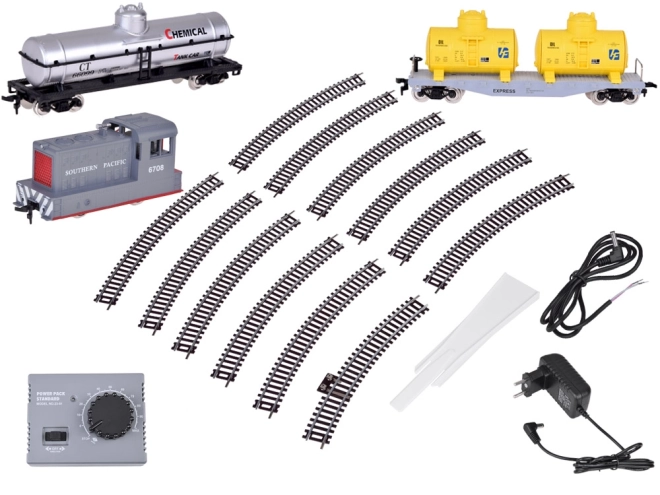 Elektrische Eisenbahn mit Steuerungselement Güterzug Zisternenwagen