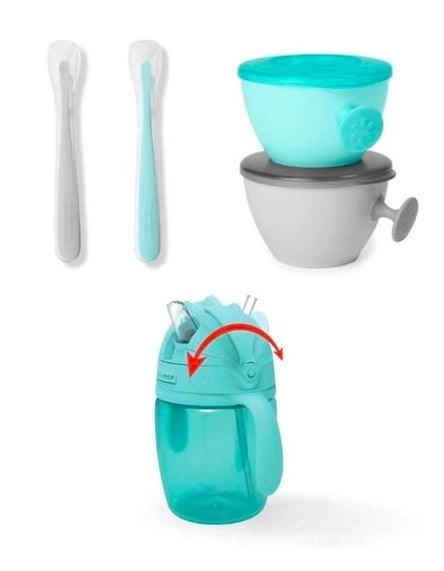 Ess-Besteck-Set Easy-Feed Teal/Grau