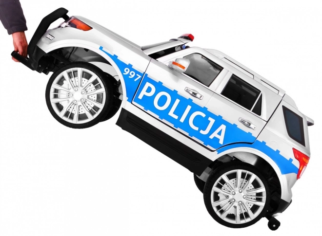 Kinder Polizei SUV Auto mit Batterie + Sirenen + Lichter + Megafon + Fernbedienung + langsamer Start + EVA + Aufkleber