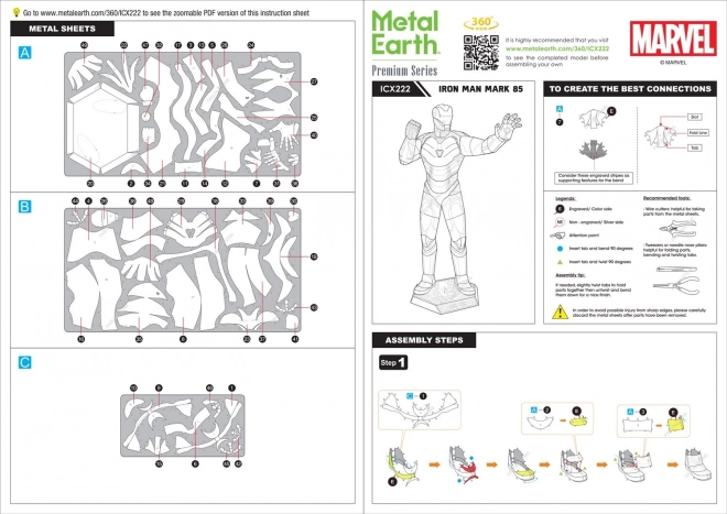 Metal Earth 3D Modell Marvel: Iron Man Mark LXXXV