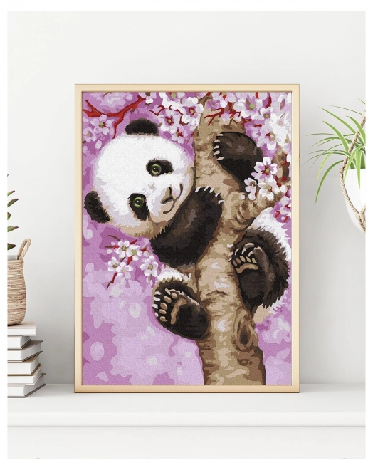 Malset nach Zahlen Verspielter Panda auf Leinwand 30x50 cm