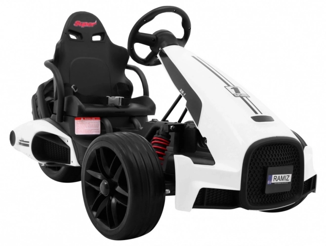 Kinder-Gokart Bolid XR-1 mit Batterie Weiß + verstellbarer Lenker + geformter Sitz