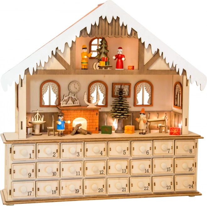 Kleiner Fuß Holz Adventskalender Magisches Weihnachtshaus