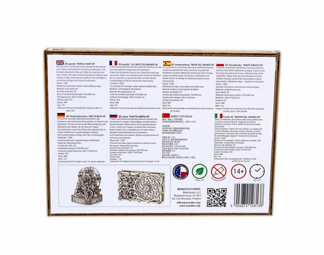 Holz City 3D Puzzle - Weltkarte