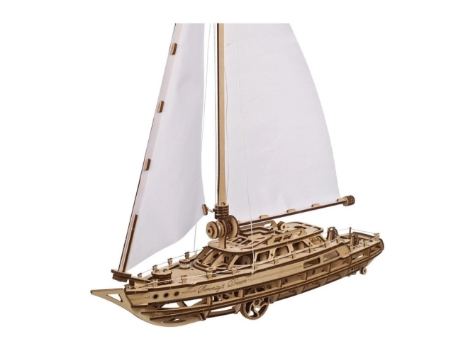 Realistische Yacht mit Textilsegeln