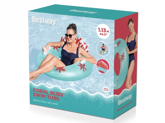 Bestway aufblasbarer Schwimmring mit Rückenlehne Korallenriff Design