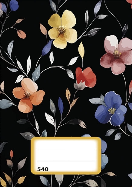 Notizbuch A5 unliniert mit Blumenmotiv
