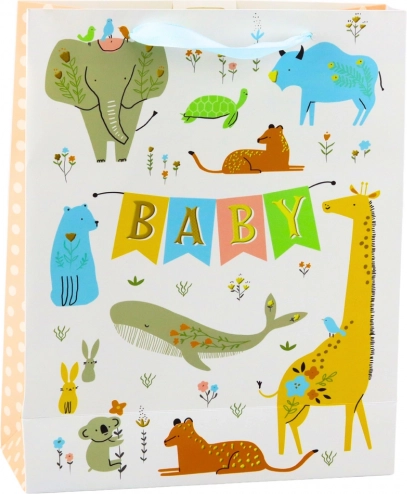 Geschenktasche Baby mit Tieren 32 x 26 x 10 cm