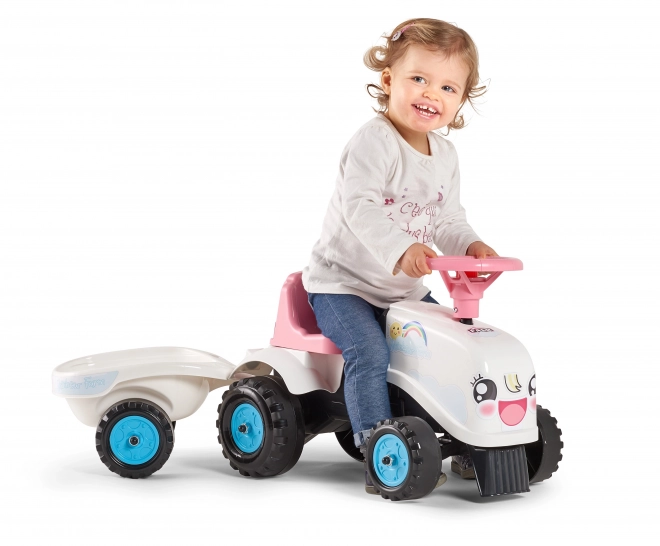 Falk Traktor Rainbow mit Anhänger Weiß für Kleinkinder