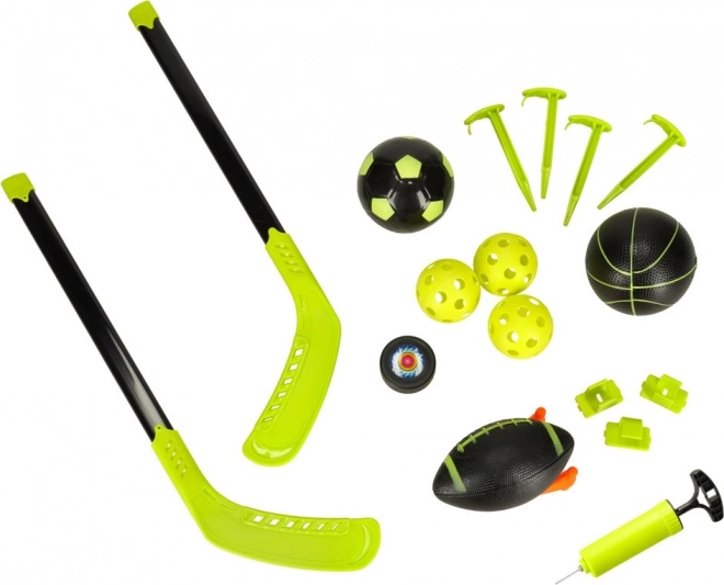 Multisport-Set 6-in-1 Fußball, Basketball, Hockey & Zielwerfen