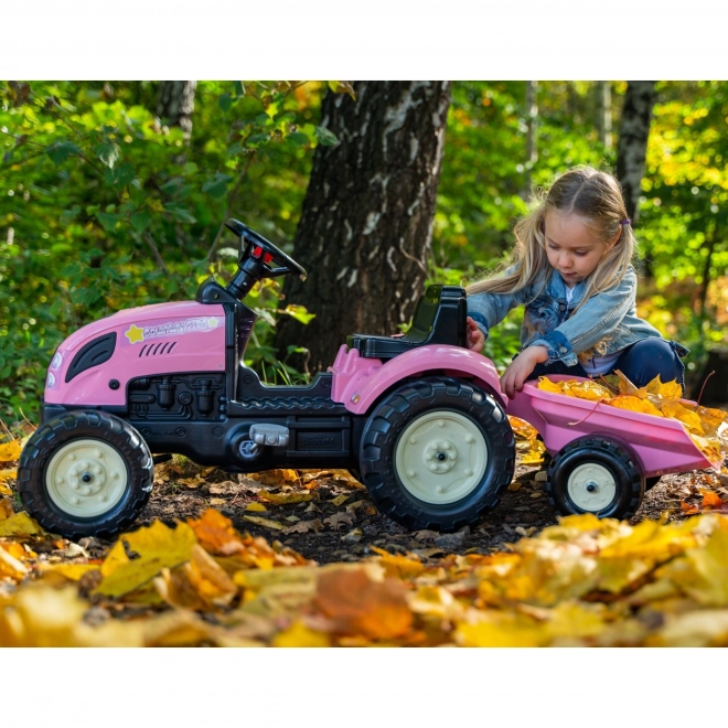 Trettraktor County Star mit Anhänger in Rosa