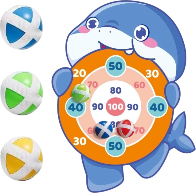 Woopie Geschicklichkeitsspiel Klettverschluss Wurfspiel Haifisch Zielscheibe