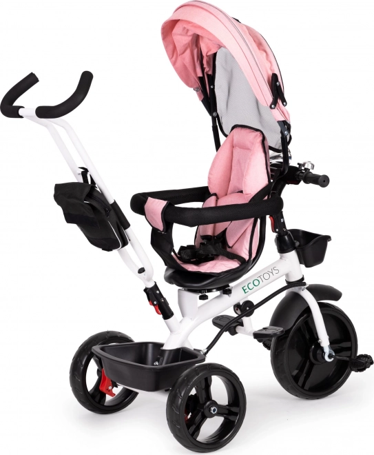 Dreirad Kinderwagen mit 360° Drehbarer Sitz Pink