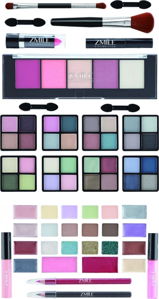 Alles in einem: Lidschatten, Lippenstifte, Rouge und Applikatoren