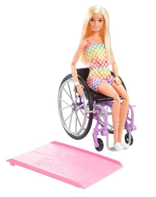 Barbie Rollstuhlfahrerin im karierten Overall