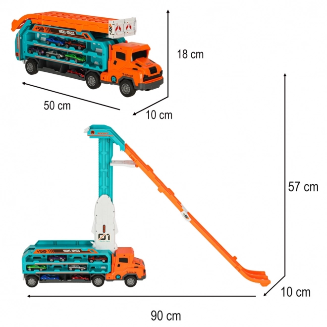 Rennauto Transport-Set mit LKW und Rennstrecke