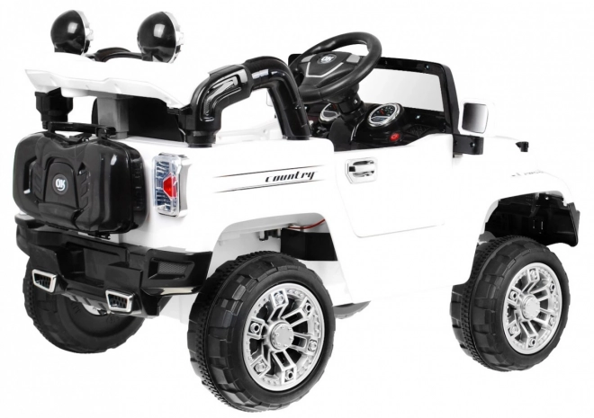 JJ Geländewagen auf Batterie für Kinder Weiß + Fernbedienung + Stauraum + Lichter + Audio