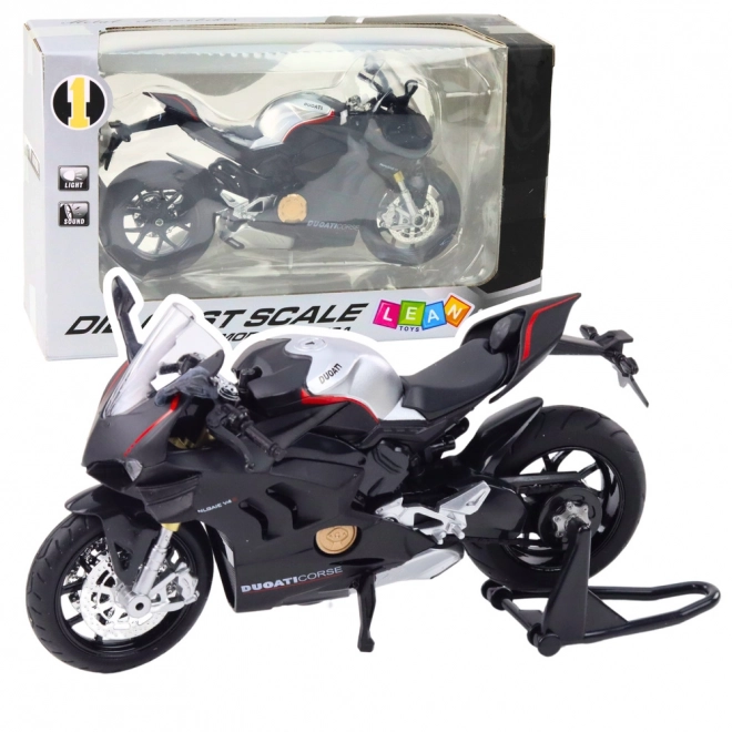 Schwarzes V4 Sportmotorrad aus Metall