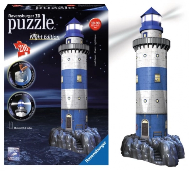 Ravensburger leuchtendes 3D-Puzzle Leuchtturm Nachtedition 216 Teile