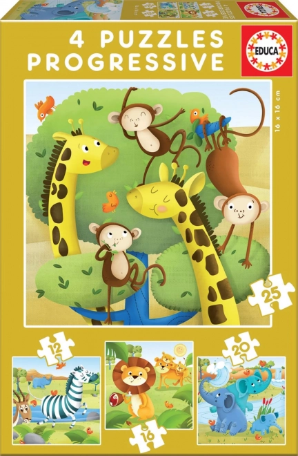 Educa Puzzle Wilde Tiere 4in1