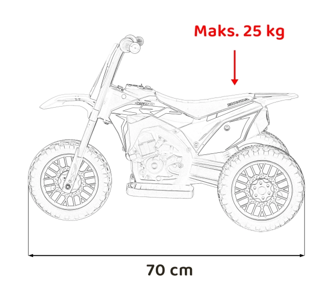 Akku-Crossbike für Kinder HONDA CRF 450R Rot mit 3 Rädern und Hupe – Rot