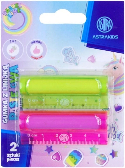 ASTRA Lineal mit Radiergummi 2-in-1 pastell 5 cm (2 Stk.)