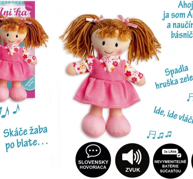 Stoffpuppe Anička 20 cm, spricht slowakisch