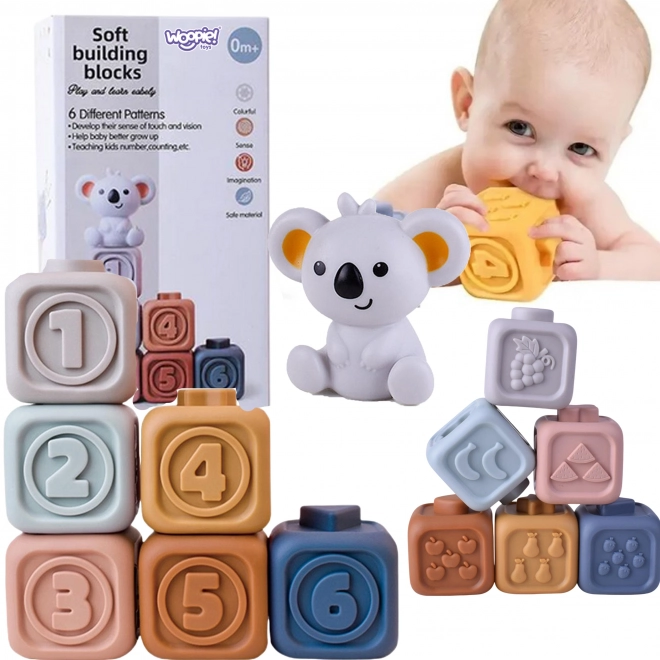 Woopie Baby Lernpyramide & Sensorische Bausteine 2 in 1 Beißring Zahlen