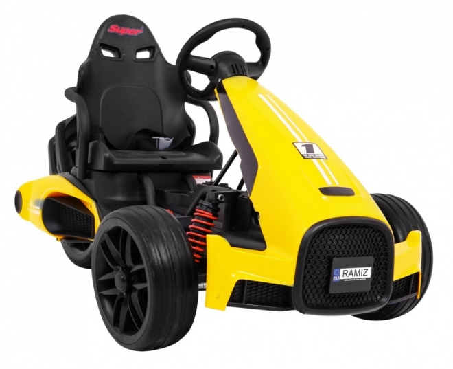 Kinder Gokart mit Akku Bolid XR-1 Gelb + verstellbarer Lenker + geformter Sitz
