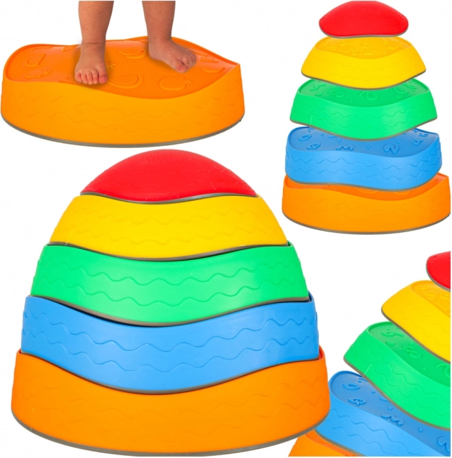 Sensorischer Pfad bunte Steine - Spiel der Boden ist Lava, Set 5 Stk.