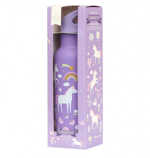 A Little Lovely Company Trinkflasche aus Edelstahl 500 ml – Einhörner und Regenbögen
