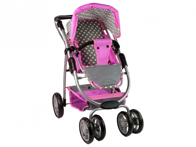 Puppenwagen 2 in 1 Rosa mit Sternen