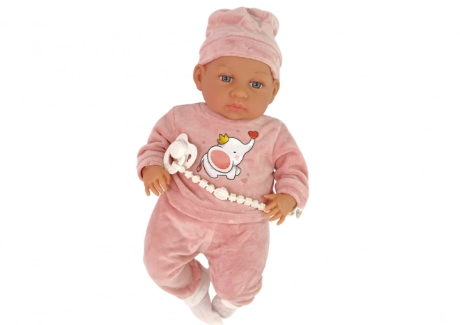 Baby Puppe Rosa mit Schnuller und Decke