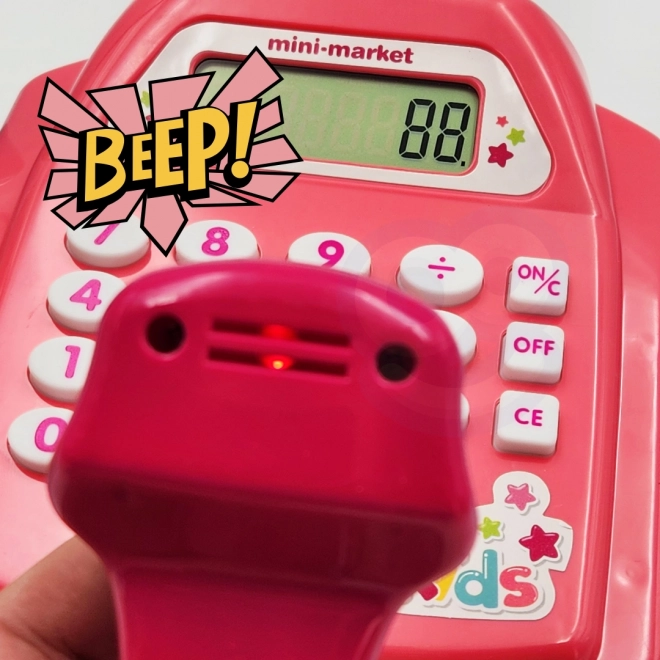 WOOPIE Kinderkasse mit Regal und Zubehör rosa