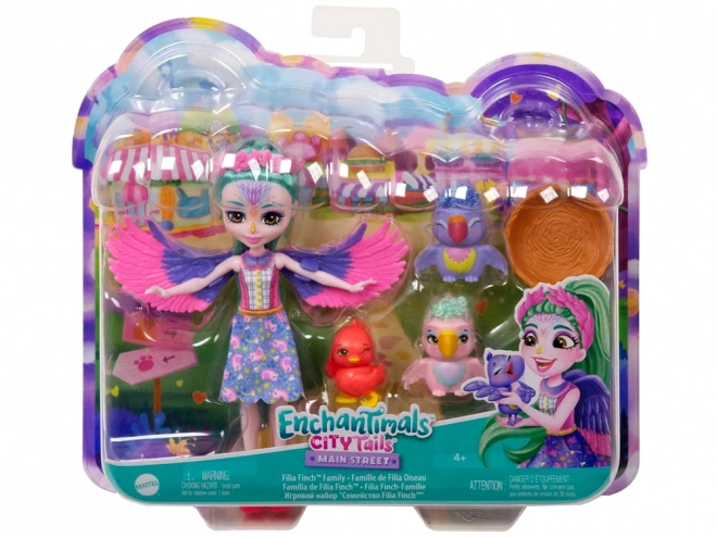 Enchantimals Puppe Filia Finch mit freundlicher Papageienfamilie